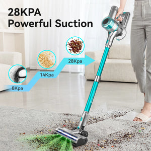400W/≥28Kpa Cordless Vacuum Cleaner,Stick Vacuum with Touch Screen, Max 60 Mins Runtime,Wireless Vacuum Cleaners for Home,Anti-