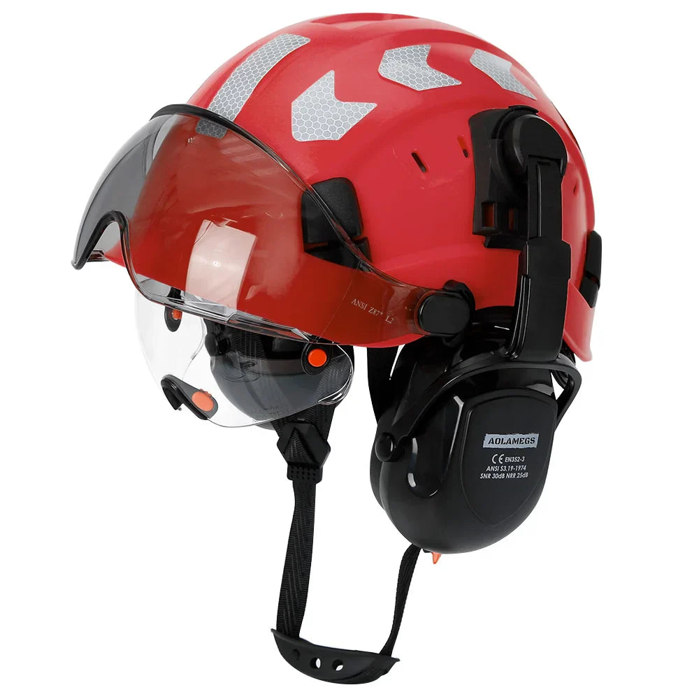 Total Head Protection: Safety Helmet with Visor and Earmuffs