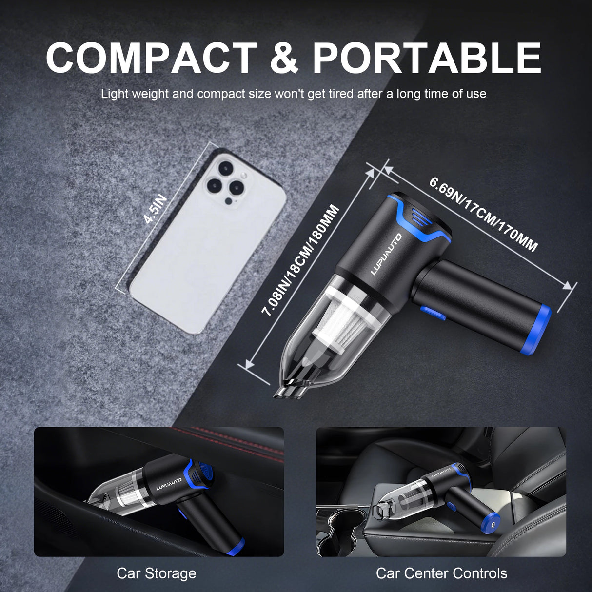 Portable Wireless Car Vacuum Cleaner 12000PA Wireless Vacuum Cleaner Dual Use for Home and Car High Powerful Vacuum Cleaner