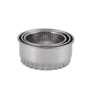 3-Piece Stainless Steel Dough Cutter Set - Round & Flower Cookie Pastry Molds