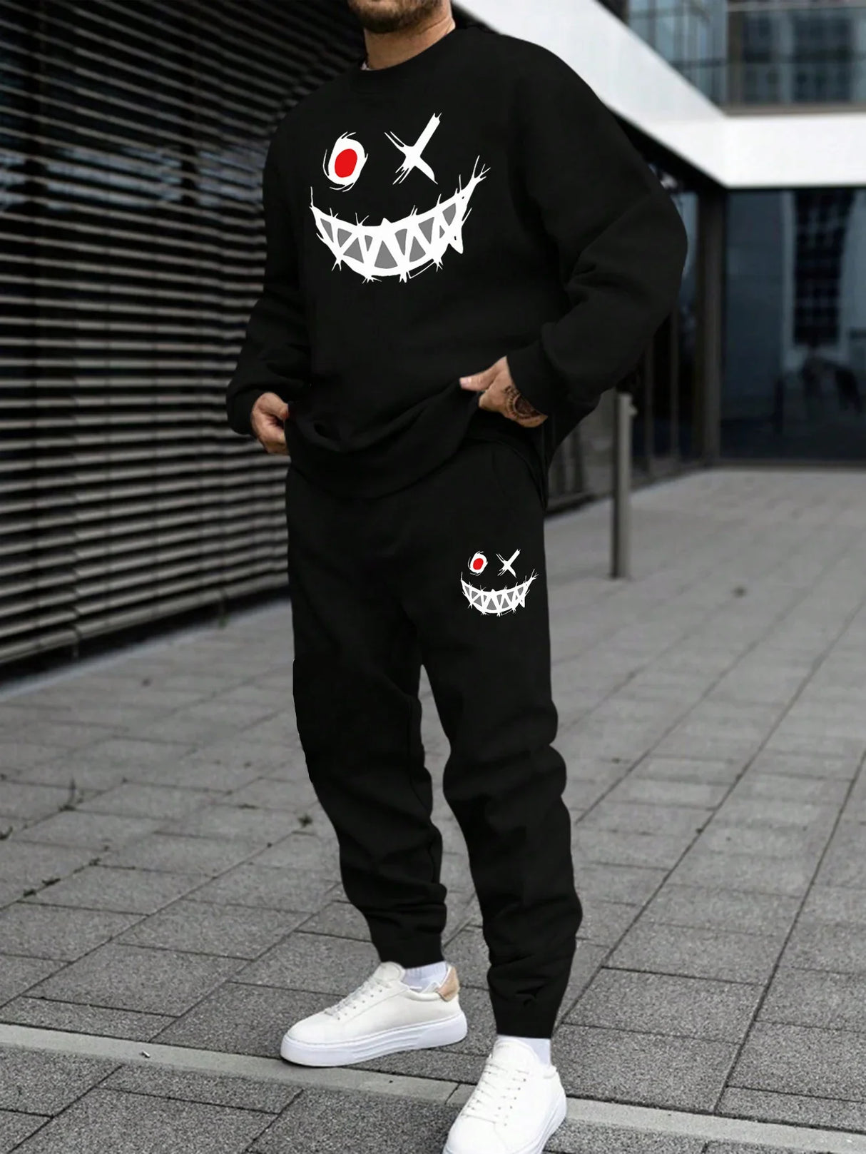 Printed Hoodie Sweatshirt Set