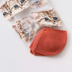 Sheer Cat Lover Socks Available in Yellow Green Red or Black [Fits Women's Size 5-9]
