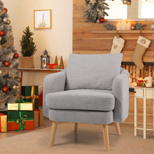 Sherpa Accent Chair Modern Living Room Chair with Seat Cushion-Grey