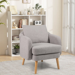 Sherpa Accent Chair Modern Living Room Chair with Seat Cushion-Grey