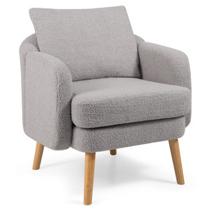 Sherpa Accent Chair Modern Living Room Chair with Seat Cushion-Grey