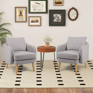 Sherpa Accent Chair Modern Living Room Chair with Seat Cushion-Grey