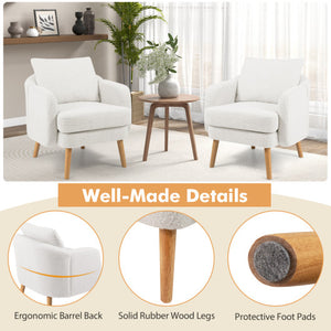 Sherpa Accent Chair Modern Living Room Chair with Seat Cushion-White