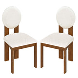Sherpa Dining Chairs Set of 2 with Rubber Wood Legs for Living Room Restaurant-White