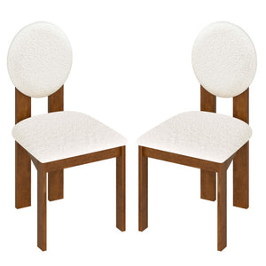 Sherpa Dining Chairs Set of 2 with Rubber Wood Legs for Living Room Restaurant-White