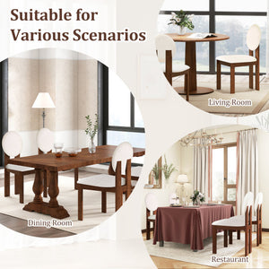 Sherpa Dining Chairs Set of 2 with Rubber Wood Legs for Living Room Restaurant-White