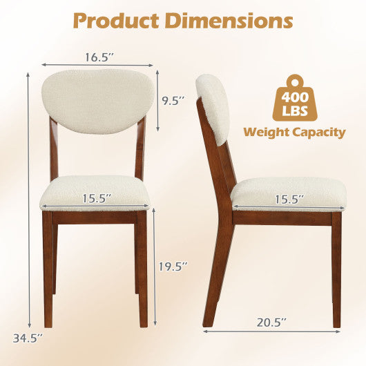 Sherpa Dining Chairs Set of 4 with Rubber Wood Legs for Dining Room-Walnut