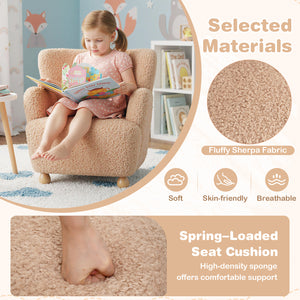 Sherpa Kids Sofa Comfy Toddler Armchair with Solid Rubber Wood Legs-Pink