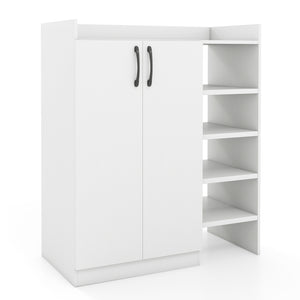 Shoe Cabinet with 2 Doors Shoe Storage Organizer with 2 Adjustable Inner Shelves-White