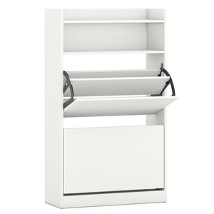 Shoe Storage Cabinet Hidden Shoe Rack with 2 Flip Drawers Adjustable and Removable Shelves-White