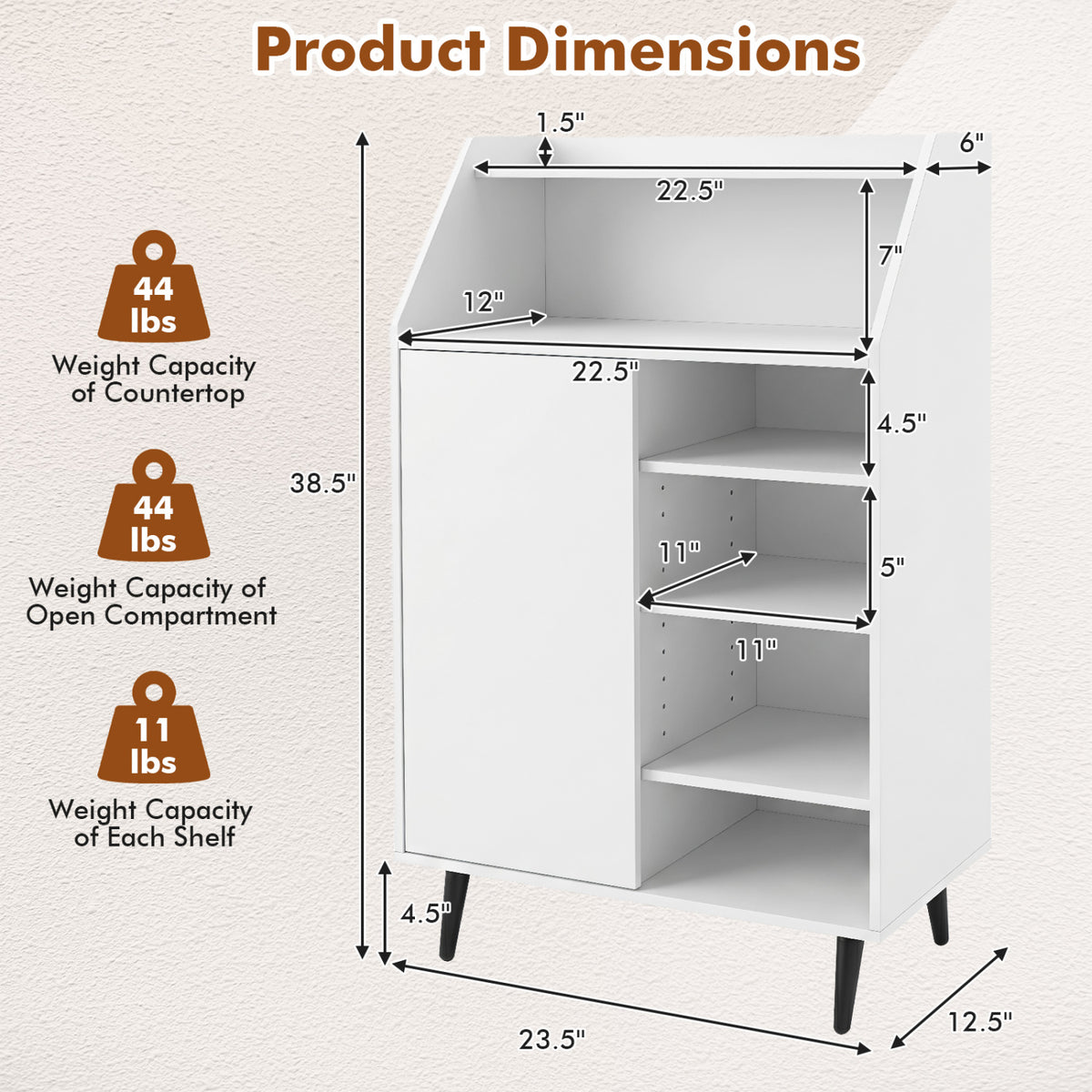 Shoe Storage Cabinet with 2-Tier Open Compartment and 4-Tier Adjustable Shelf-White