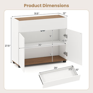Sideboard Buffet Cabinet with Storage Wooden Kitchen Storage Cabinet-White