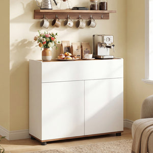Sideboard Buffet Cabinet with Storage Wooden Kitchen Storage Cabinet-White