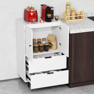 Sideboard Buffet Cabinet 2-Door Serving Cupboard with Drawers-White