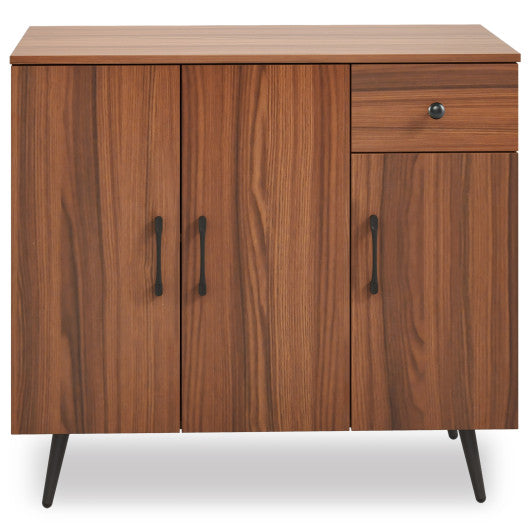 Sideboard Cabinet with 3 Doors and Pull out Drawer Adjustable Shelves-Walnut