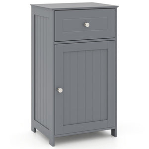 Single Door Bathroom Cabinet with Adjustable Shelf and Drawer-Gray