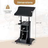 Sit-to-Stand Laptop Desk Cart Height Adjustable with Storage-Black