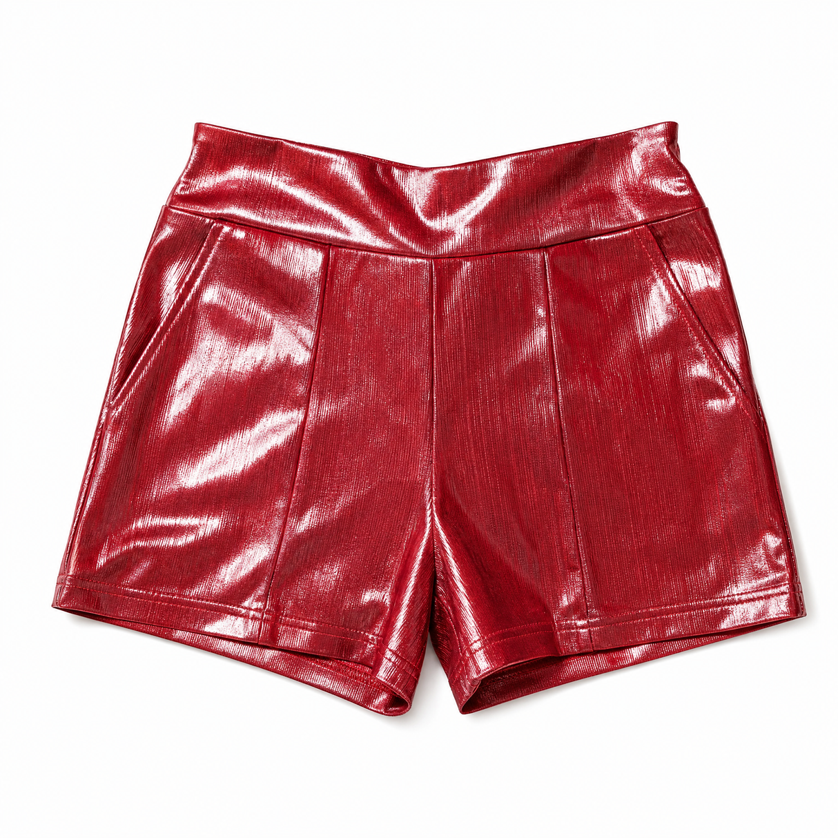 [Size M-3X] Shiny Short Firework in Red | Metallic Stretch Fabric