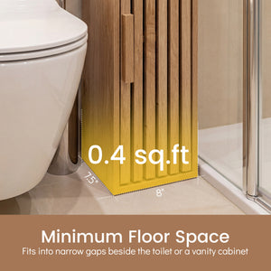Slim Bathroom Cabinets Freestanding Toilet Paper Holder Stand with Door-Natural