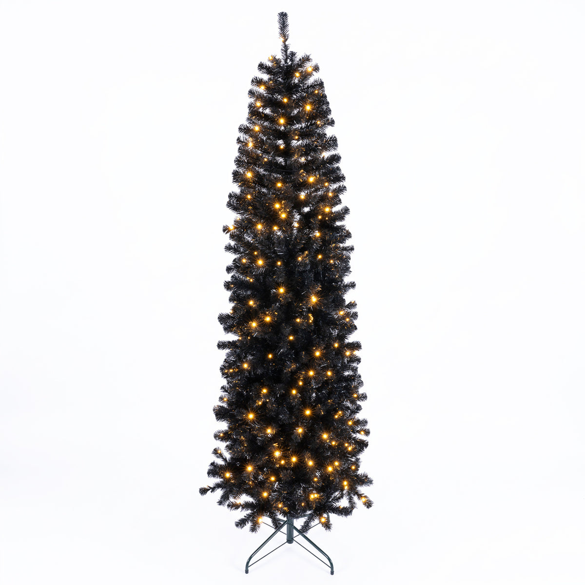 Slim Pencil Hinged Christmas Tree with Branch Tips and 8  Lighting Modes-7 FT