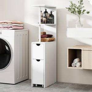 Slim Storage Freestanding Bathroom Cabinet with Open Shelves-White