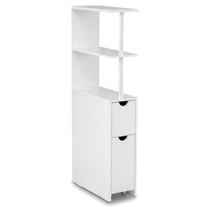 Slim Storage Freestanding Bathroom Cabinet with Open Shelves-White