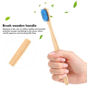 Natural Bamboo Toothbrush Flat Bamboo Handle Soft Bristle Toothbrush