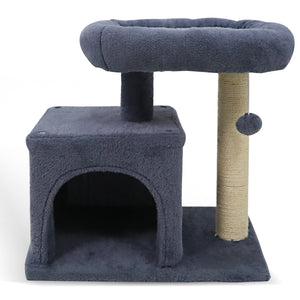 Small Cat Tree with Large Padded Plush Perch for Indoor Cats-Dark Gray