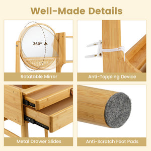 Small Vanity Desk 23.5 Inch Compact Makeup Table with Mirror-Natural