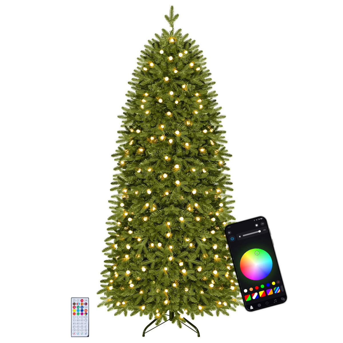 Smart Pencil Christmas Tree with 220 Pre-Lit RGB LED Lights-M