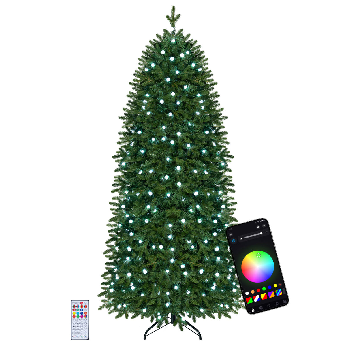 Smart Pencil Christmas Tree with 220 Pre-Lit RGB LED Lights-M