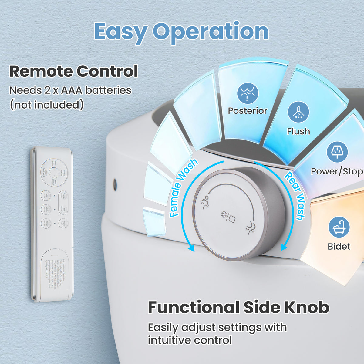 One-Piece Smart 1.16 GPF Elongated Bidet Toilet Seat with Night Light-White