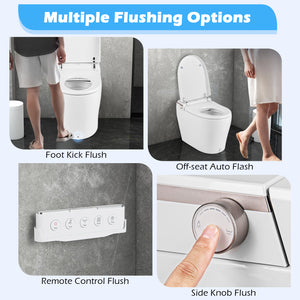 Elongated Smart Bidet Toilet Heated Seat Sensor Auto-White