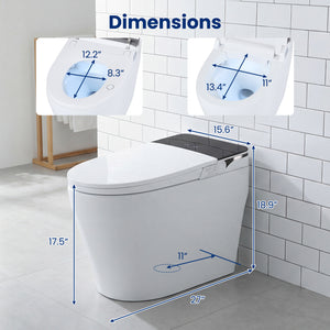 Smart Toilet with Built-in Bidet ADA Height with Auto Flush and Heated Seat and Remote-White
