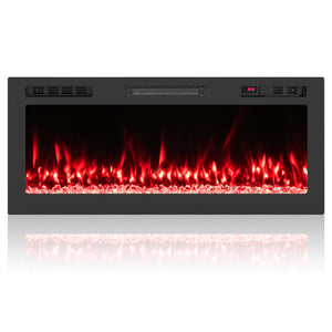 Smart WiFi Electric Fireplace Wall Mounted & Recessed 750W/1500W Heater-42 Inch
