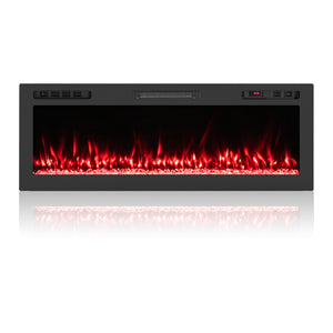Smart WiFi Electric Fireplace Wall Mounted & Recessed 750W/1500W Heater-50 Inch