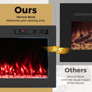 Smart WiFi Electric Fireplace Wall Mounted & Recessed 750W/1500W Heater-60 Inch