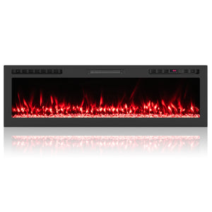 Smart WiFi Electric Fireplace Wall Mounted & Recessed 750W/1500W Heater-60 Inch
