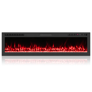 Smart WiFi Electric Fireplace Wall Mounted & Recessed 750W/1500W Heater-68 Inch