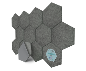 Hexagon Polyester Acoustic Panels - 12 Pack | Eco-Friendly Sound Absorption | Easy Peel & Stick Installation