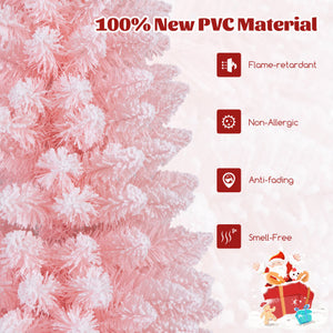 Snow Flocked 8 FT Artificial Pink Xmas Tree with 1000 Branch Tips