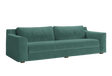 The Elevate Sofa is a sleek, modern piece with plush cushions and low armrests, presented against a plain white background. Its minimalist design boasts a smooth fabric finish and sturdy block legs.