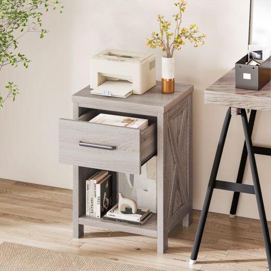 Nightstand with Drawer and Shelf-Antique Brush White