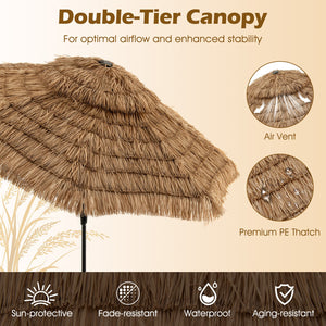 10 Feet Hawaiian Style Solar Lighted Thatched Tiki Patio Umbrella by DirectDeals