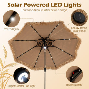 10 Feet Hawaiian Style Solar Lighted Thatched Tiki Patio Umbrella by DirectDeals