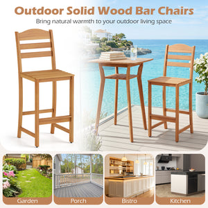 Solid Acacia Wood Bar Stools Heavy-duty Outdoor Barstools with 400 LBS Max Load